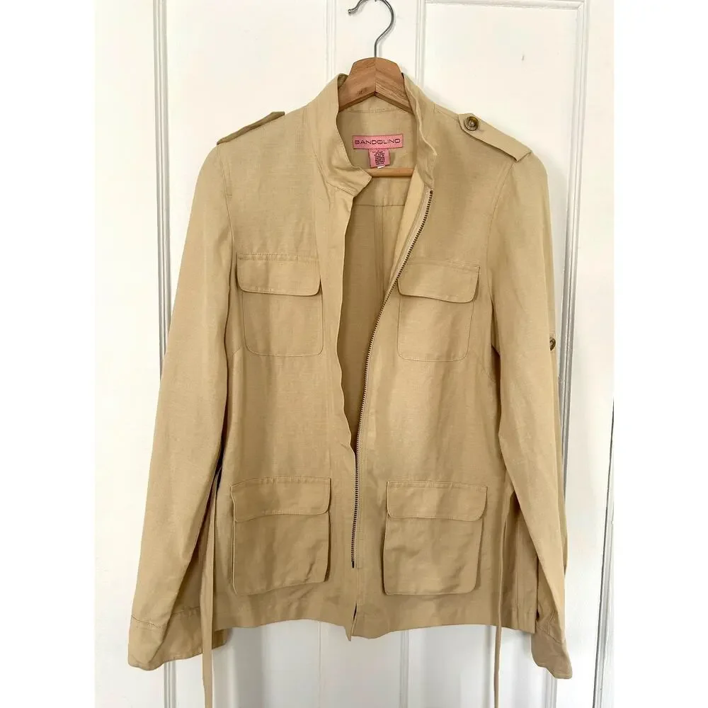 Vintage 90's Linen/Rayon Cargo Jacket Size Small | Bandolino | Minimalist Style